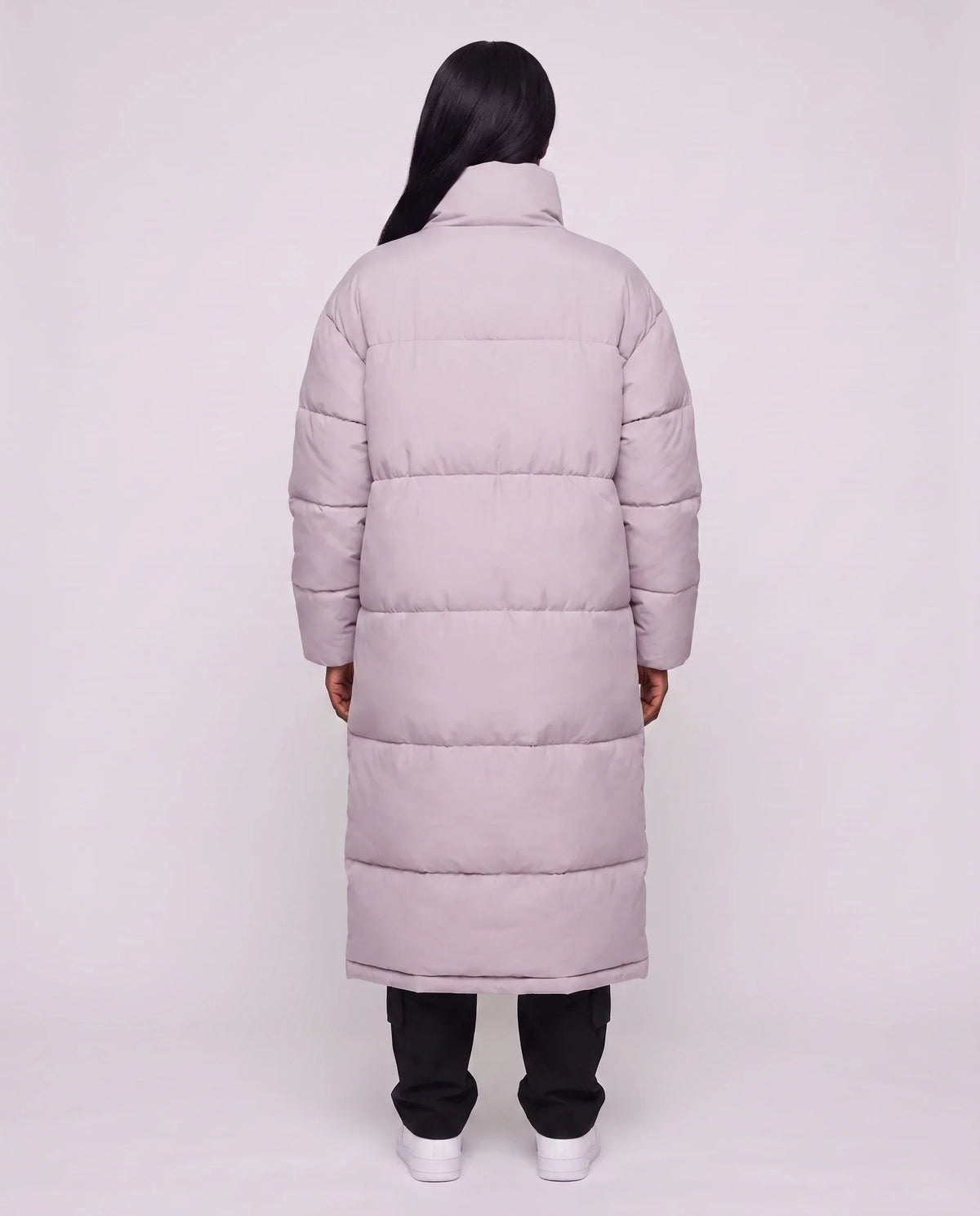 Extra-Long Boxy Puffer Jacket with Funnel Collar and Double Zip