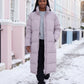 Extra-Long Boxy Puffer Jacket with Funnel Collar and Double Zip
