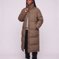 Extra-Long Boxy Puffer Jacket with Funnel Collar and Double Zip