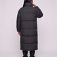 Extra-Long Boxy Puffer Jacket with Funnel Collar and Double Zip
