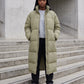 Extra-Long Boxy Puffer Jacket with Funnel Collar and Double Zip