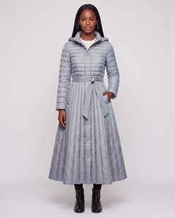 Extra-Long Flared Hooded Puffer Coat