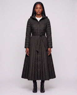 Extra-Long Flared Hooded Puffer Coat