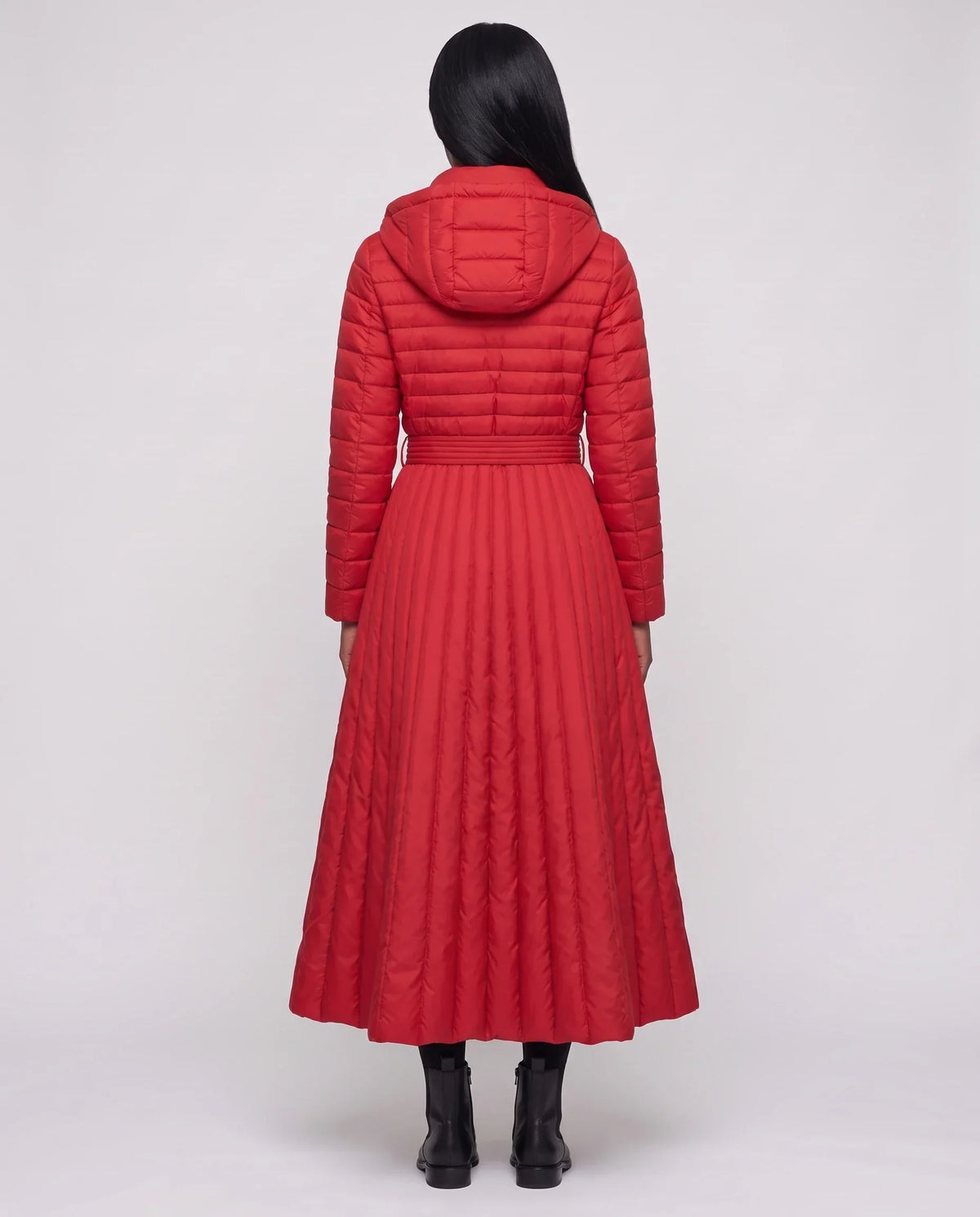 Extra-Long Flared Hooded Puffer Coat