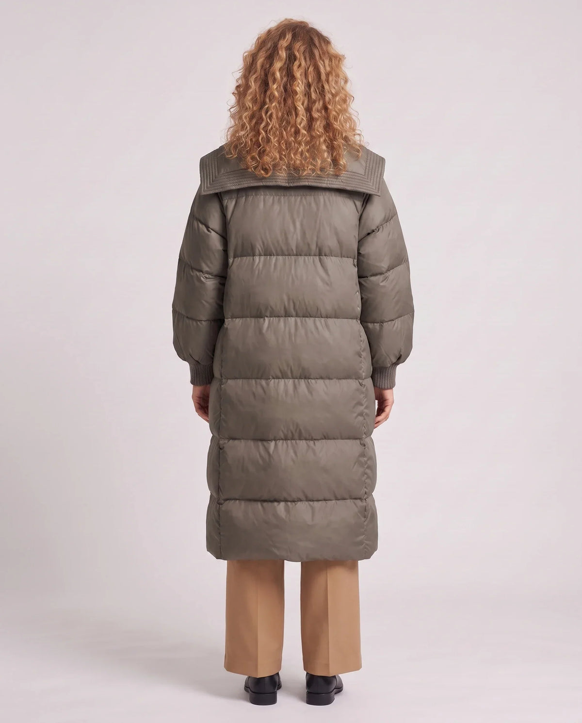 Extra-Long Puffer Jacket with Large Square Collar