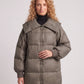 Extra-Long Puffer Jacket with Large Square Collar