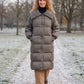 Extra-Long Puffer Jacket with Large Square Collar