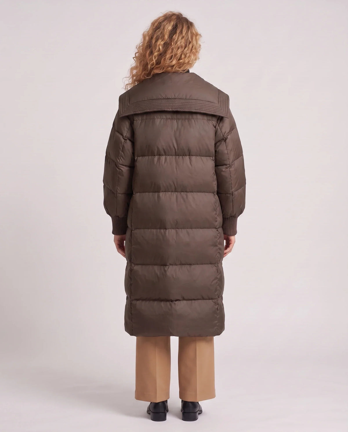 Extra-Long Puffer Jacket with Large Square Collar