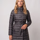 Extra-Long Lightweight Hooded Puffer Jacket with Belt