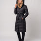 Extra-Long Lightweight Hooded Puffer Jacket with Belt