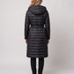 Extra-Long Lightweight Hooded Puffer Jacket with Belt