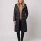 Extra-Long Lightweight Hooded Puffer Jacket with Belt
