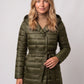 Extra-Long Lightweight Hooded Puffer Jacket with Belt