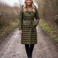 Extra-Long Lightweight Hooded Puffer Jacket with Belt