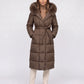 Belted Mid-Length Puffer Jacket with Faux Fur Hood