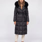Belted Mid-Length Puffer Jacket with Faux Fur Hood
