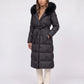 Belted Mid-Length Puffer Jacket with Faux Fur Hood