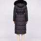 Belted Mid-Length Puffer Jacket with Faux Fur Hood