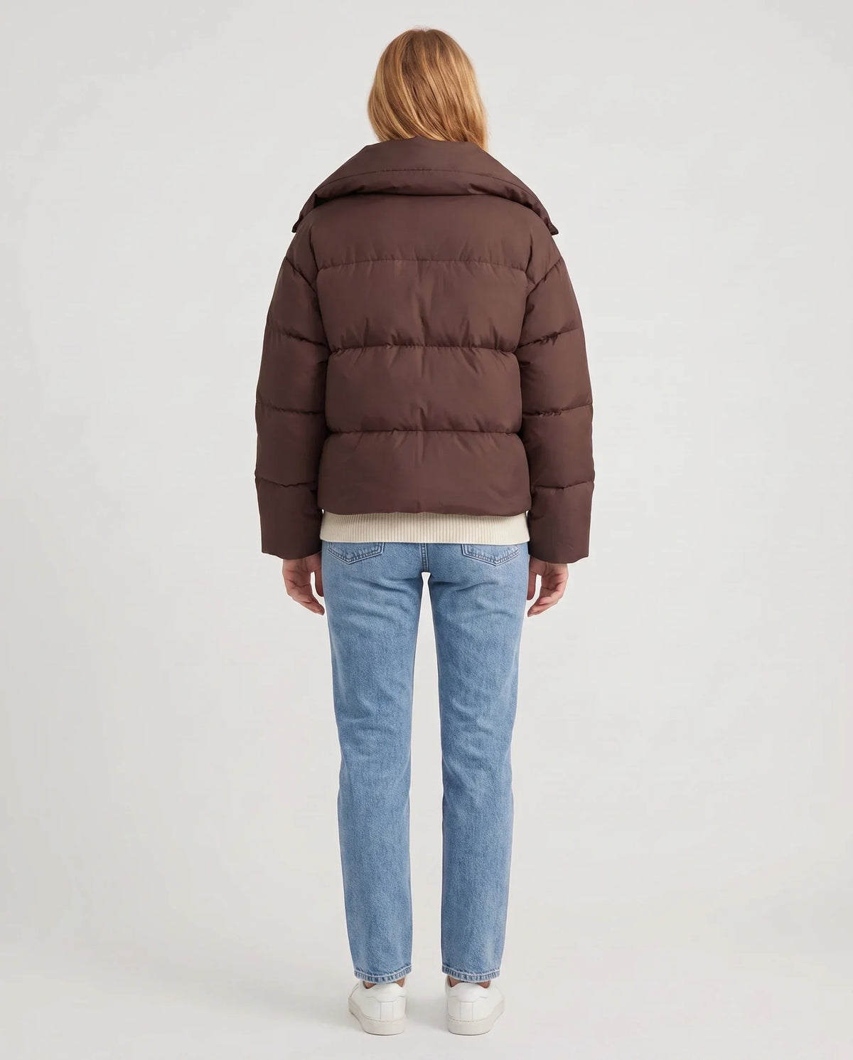 Short Oversized Puffer Jacket with Large Collar
