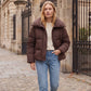 Short Oversized Puffer Jacket with Large Collar