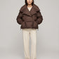 Short Puffer Jacket with Oversized Quilted Collar