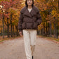 Short Puffer Jacket with Oversized Quilted Collar