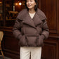 Short Puffer Jacket with Oversized Quilted Collar