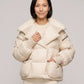 Short Puffer Jacket with Oversized Quilted Collar