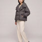 Short Puffer Jacket with Oversized Quilted Collar