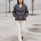 Short Puffer Jacket with Oversized Quilted Collar