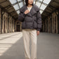 Short Puffer Jacket with Oversized Quilted Collar
