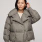 Short Puffer Jacket with Oversized Quilted Collar