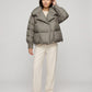 Short Puffer Jacket with Oversized Quilted Collar