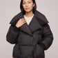 Short Puffer Jacket with Oversized Quilted Collar