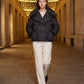 Short Puffer Jacket with Oversized Quilted Collar