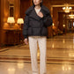 Short Puffer Jacket with Oversized Quilted Collar