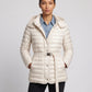Lightweight Hooded Puffer Jacket with Buckle Belt