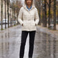 Lightweight Hooded Puffer Jacket with Buckle Belt