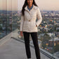 Lightweight Hooded Puffer Jacket with Buckle Belt