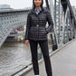 Lightweight Hooded Puffer Jacket with Buckle Belt