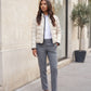 Short Lightweight Puffer Jacket with Knitted Trim