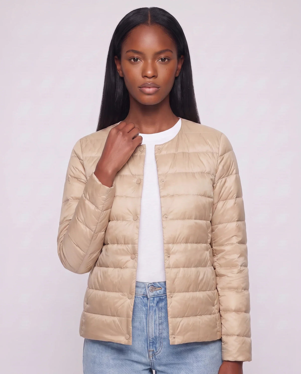 Lightweight Puffer Jacket with Convertible Collar