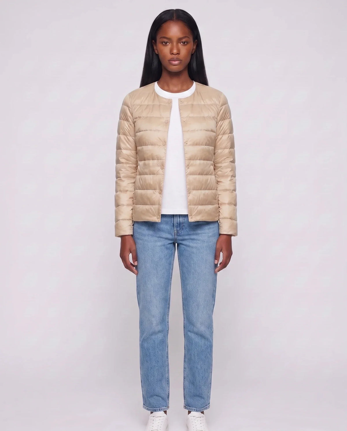 Lightweight Puffer Jacket with Convertible Collar