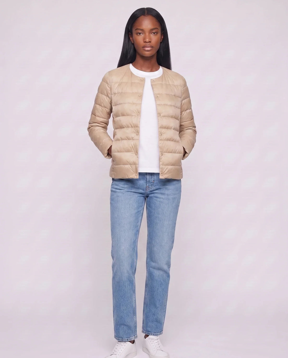 Lightweight Puffer Jacket with Convertible Collar