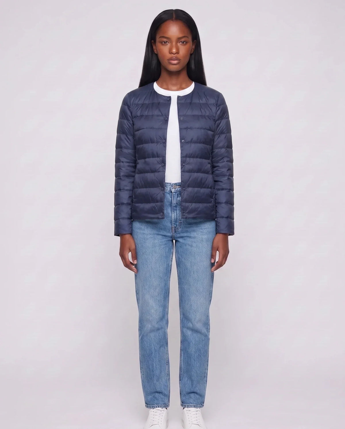 Lightweight Puffer Jacket with Convertible Collar