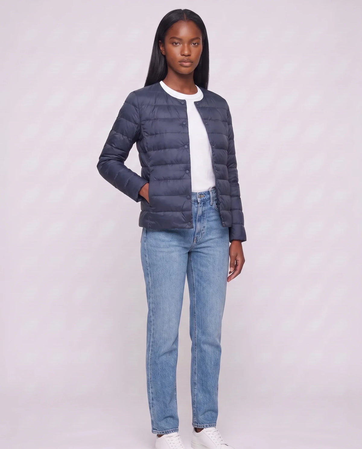 Lightweight Puffer Jacket with Convertible Collar