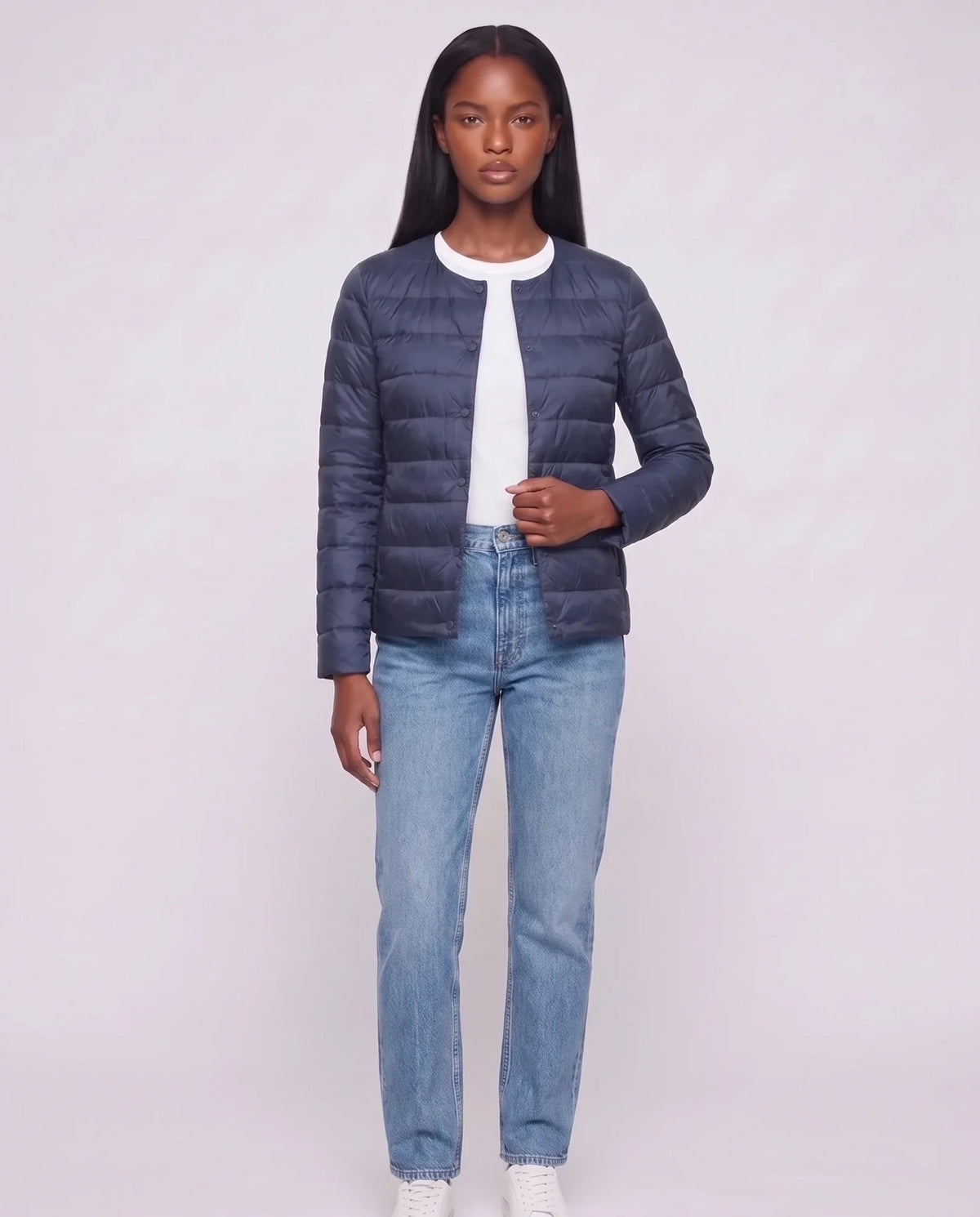 Lightweight Puffer Jacket with Convertible Collar