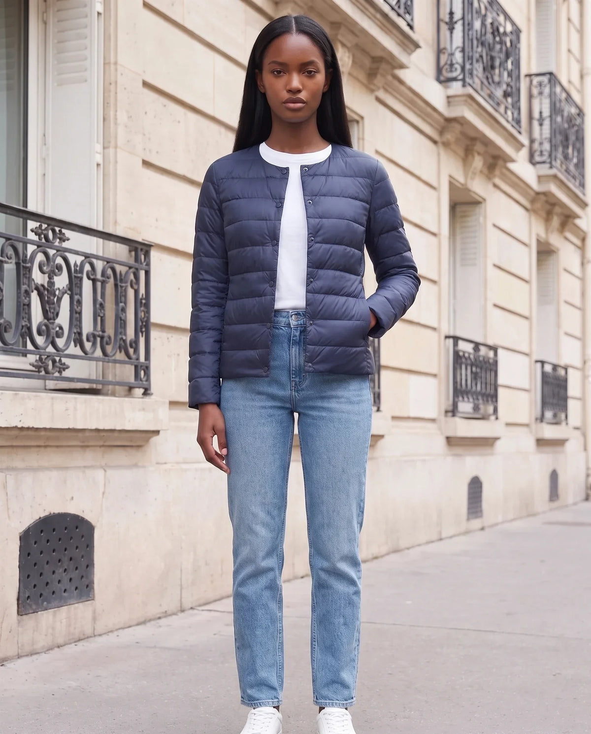 Lightweight Puffer Jacket with Convertible Collar