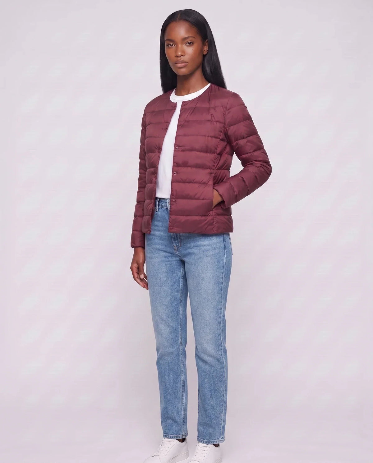 Lightweight Puffer Jacket with Convertible Collar