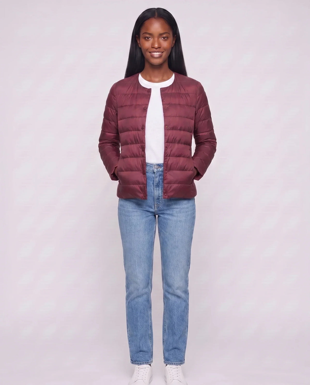 Lightweight Puffer Jacket with Convertible Collar